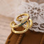 Geometric Zircon 18k Gold Plated Open Ring for Women