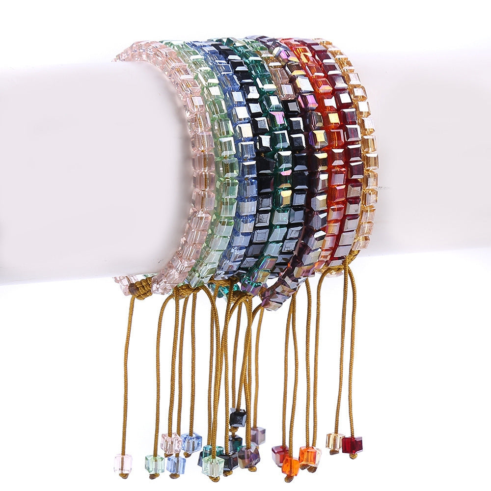 Bohemian Crystal Beaded Geometric Glass Bracelets