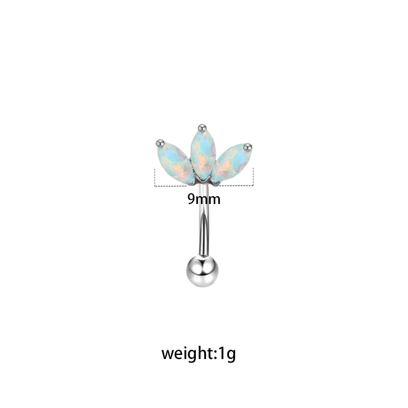 Geometric Heart Zircon Eyebrow Studs Stainless Steel Piercing Jewelry