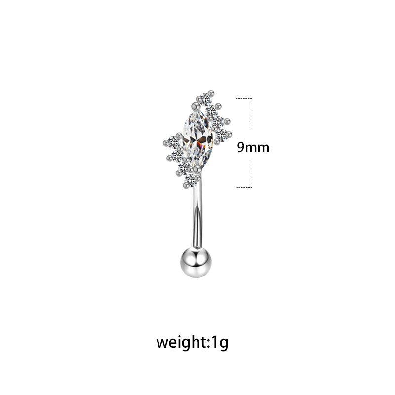 Geometric Heart Zircon Eyebrow Studs Stainless Steel Piercing Jewelry