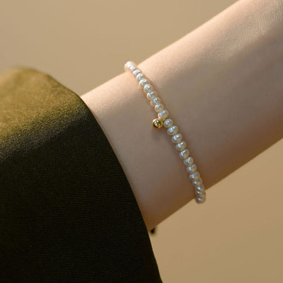 Korean Minimalist Geometric Pearl Titanium Steel Bracelet for Women