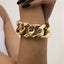 Geometric Iron Women's Bracelet with Gold and Silver Faceted Twisted Chain