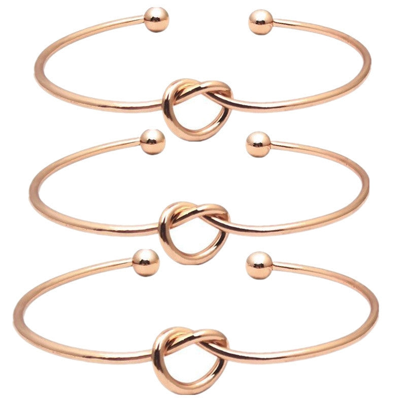 Geometric Metal Plated Rose Gold Open Bangle Bracelet for Women