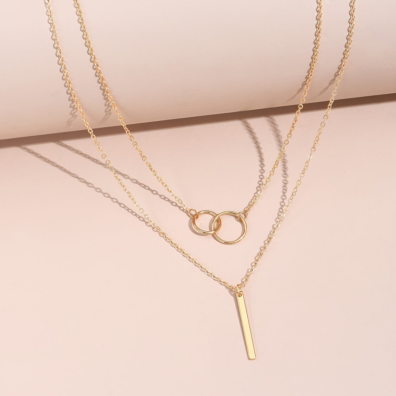 Simple Style Geometric Metal Wholesale Double Layer Necklaces