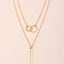 Simple Geometric Double Circle Pendant Necklace with Tassel Chain