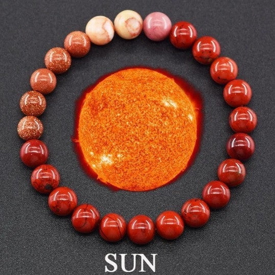 Geometric Natural Stone Planetary Bracelet Set