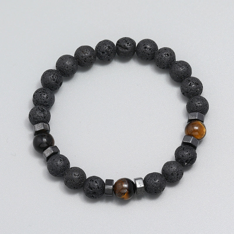 Simple Geometric 8mm Lava Stone Beaded Bracelet