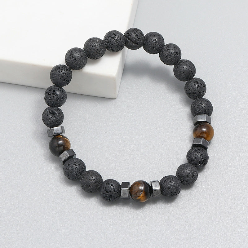 Simple Geometric 8mm Lava Stone Beaded Bracelet