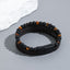 Simple Geometric PU Leather & Natural Obsidian Beaded Men's Bracelet