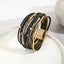 Simple Geometric PU Leather Multilayer Magnetic Bracelet with Vintage Metal Beads