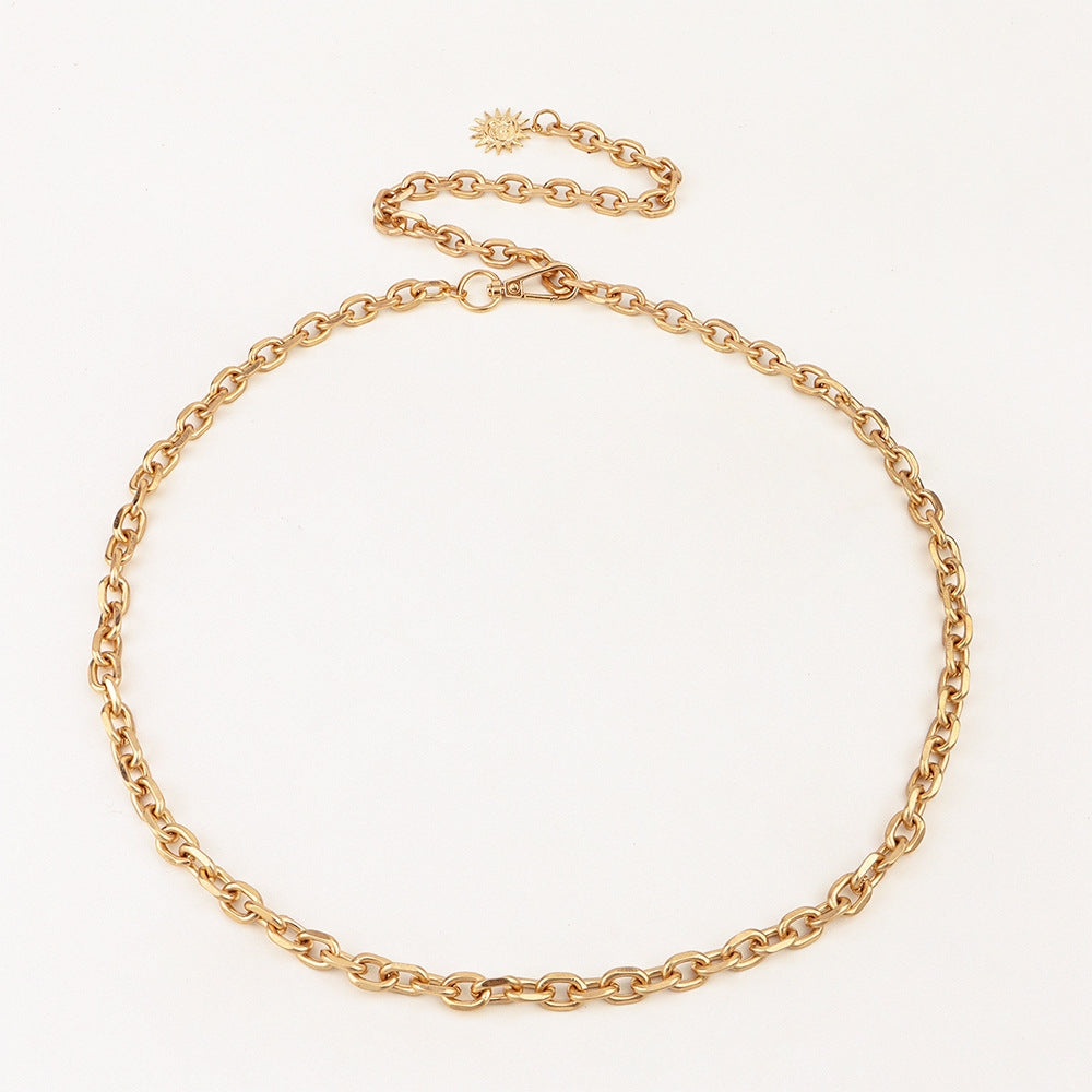 Simple Geometric Metal Chain Belt for Women