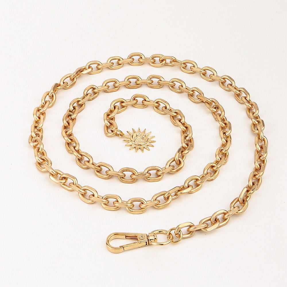 Simple Geometric Metal Chain Belt for Women