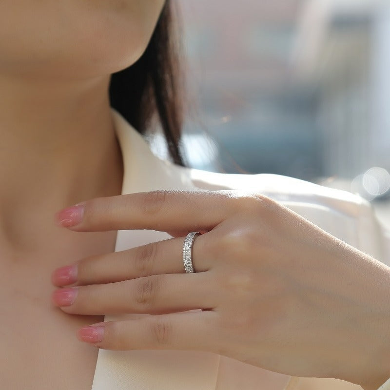 Simple Geometric Sterling Silver Moissanite Inlay Ring