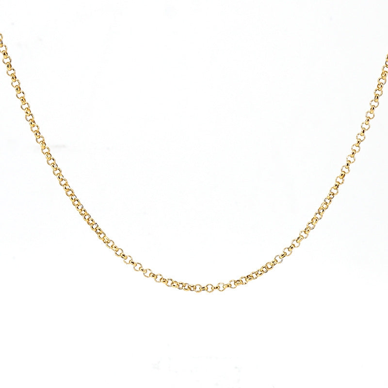 Simple Geometric Gold Plated Stainless Steel Pearl Chain Necklace and Bracelet Set