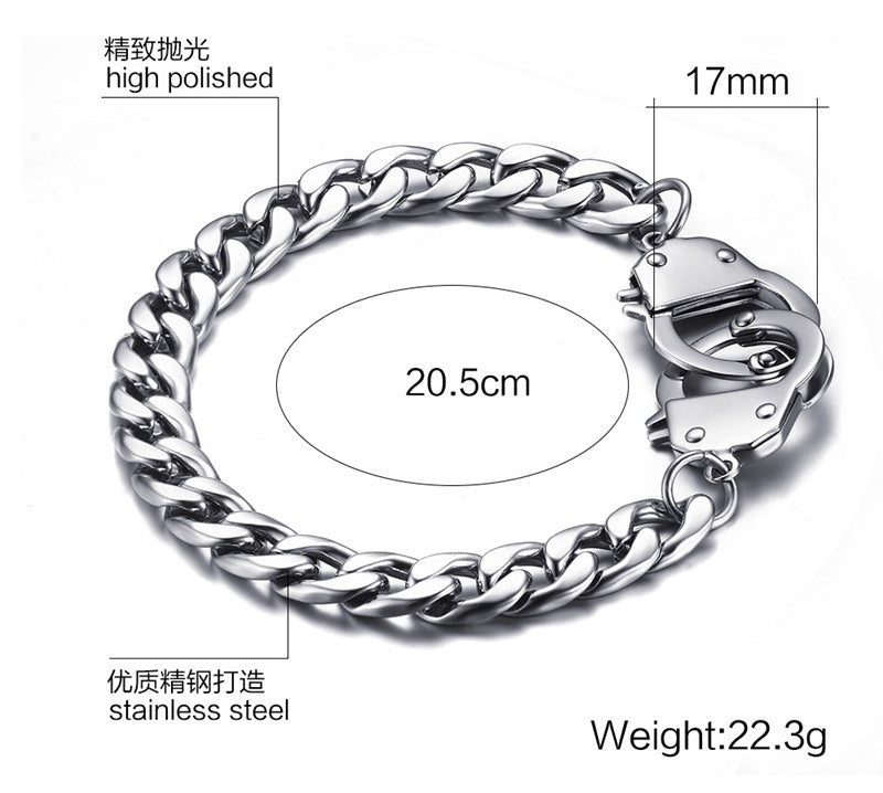 Simple Geometric Stainless Steel Handcuff Bracelet 20.5mm