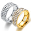 Simple Geometric Stainless Steel Zircon Inlay Couple Ring