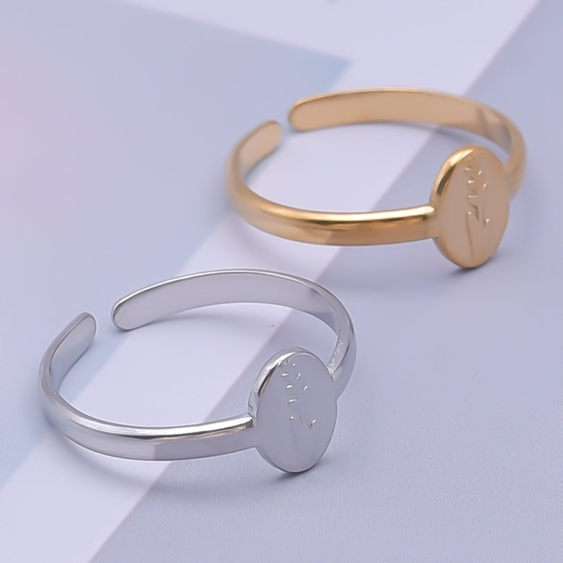 Minimalist Geometric 18K Gold Plated Stainless Steel Adjustable Open Ring