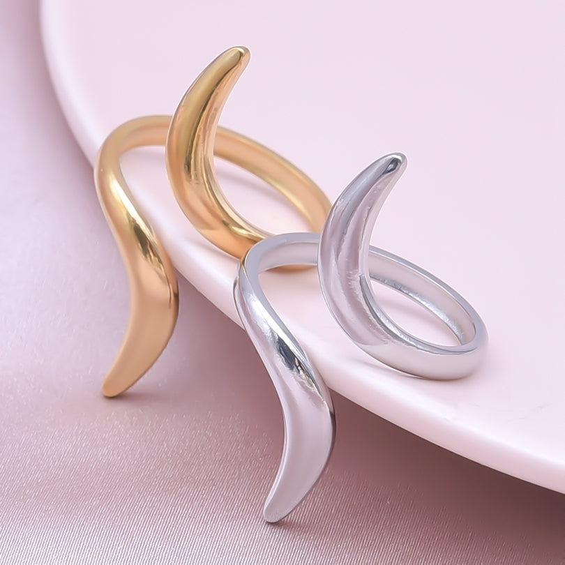 Minimalist Geometric 18K Gold Plated Adjustable Stainless Steel Open Ring