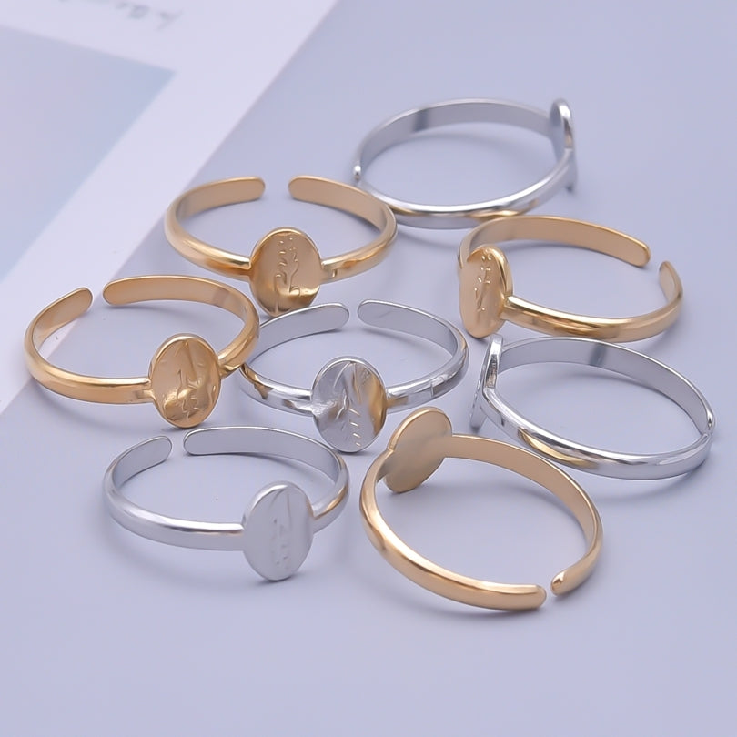 Minimalist Geometric 18K Gold Plated Stainless Steel Adjustable Open Ring