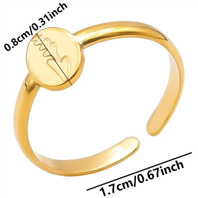 Minimalist Geometric 18K Gold Plated Stainless Steel Adjustable Open Ring