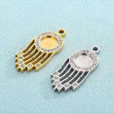 Geometric Stainless Steel Zircon Pendant and Rhinestone Inlay Jewelry Accessories for DIY Necklace and Earrings