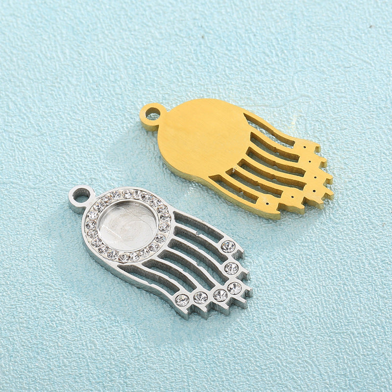 Geometric Stainless Steel Zircon Pendant and Rhinestone Inlay Jewelry Accessories for DIY Necklace and Earrings