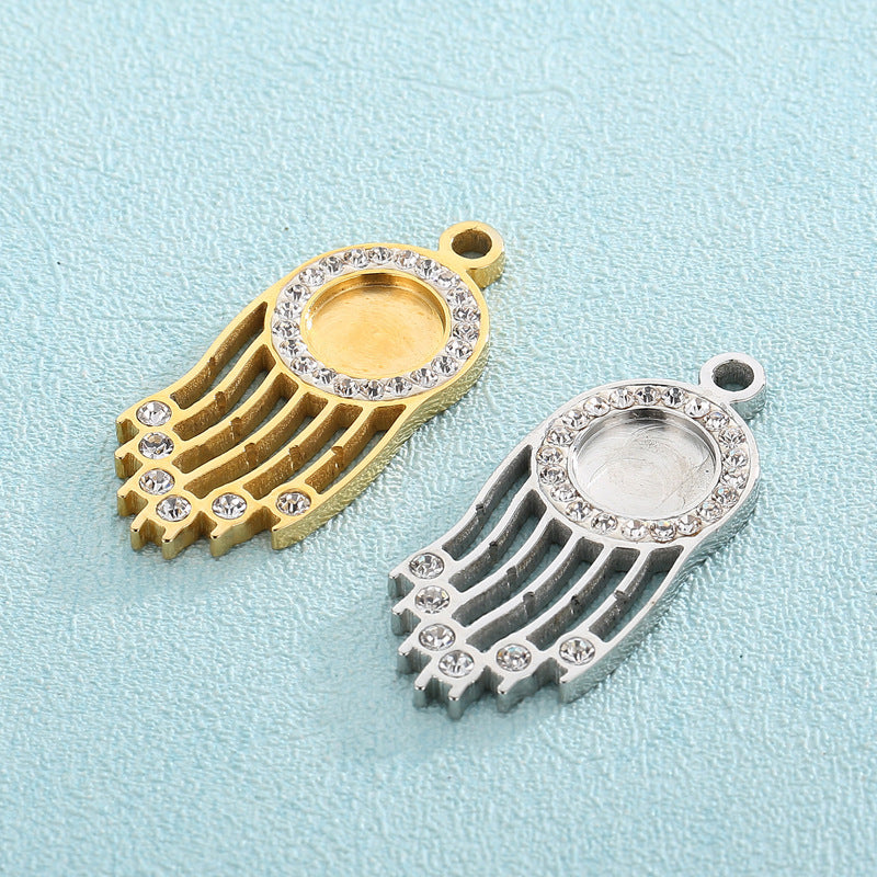 Geometric Stainless Steel Zircon Pendant and Rhinestone Inlay Jewelry Accessories for DIY Necklace and Earrings
