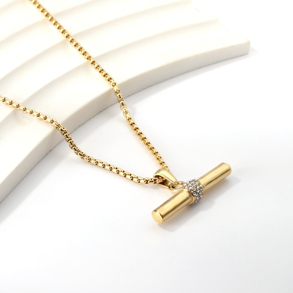 Geometric Gold Plated Stainless Steel Pendant Necklace