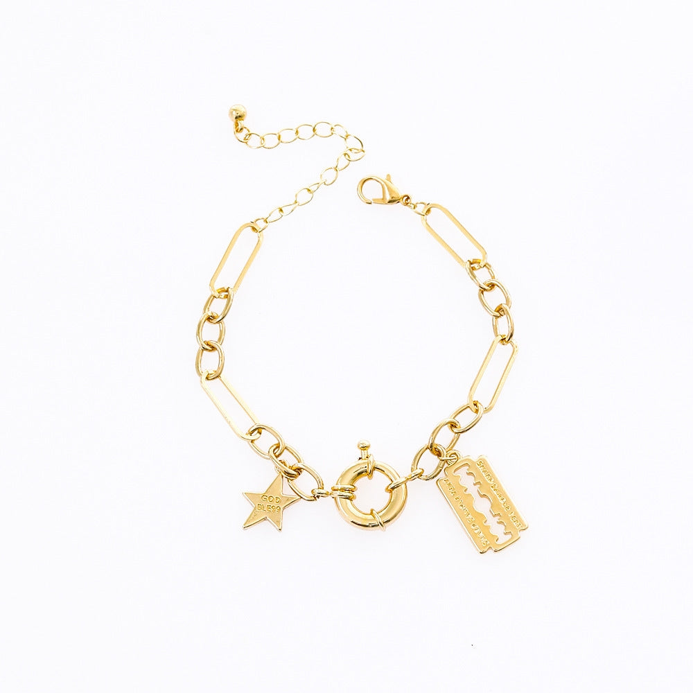 Geometric Star Alloy Pendant Bracelet - Minimalist Luxury Street Style