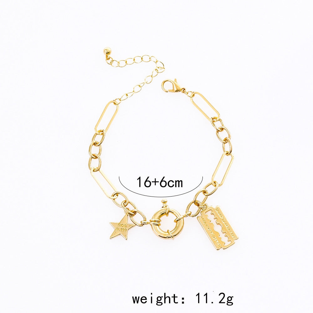 Geometric Star Alloy Pendant Bracelet - Minimalist Luxury Street Style