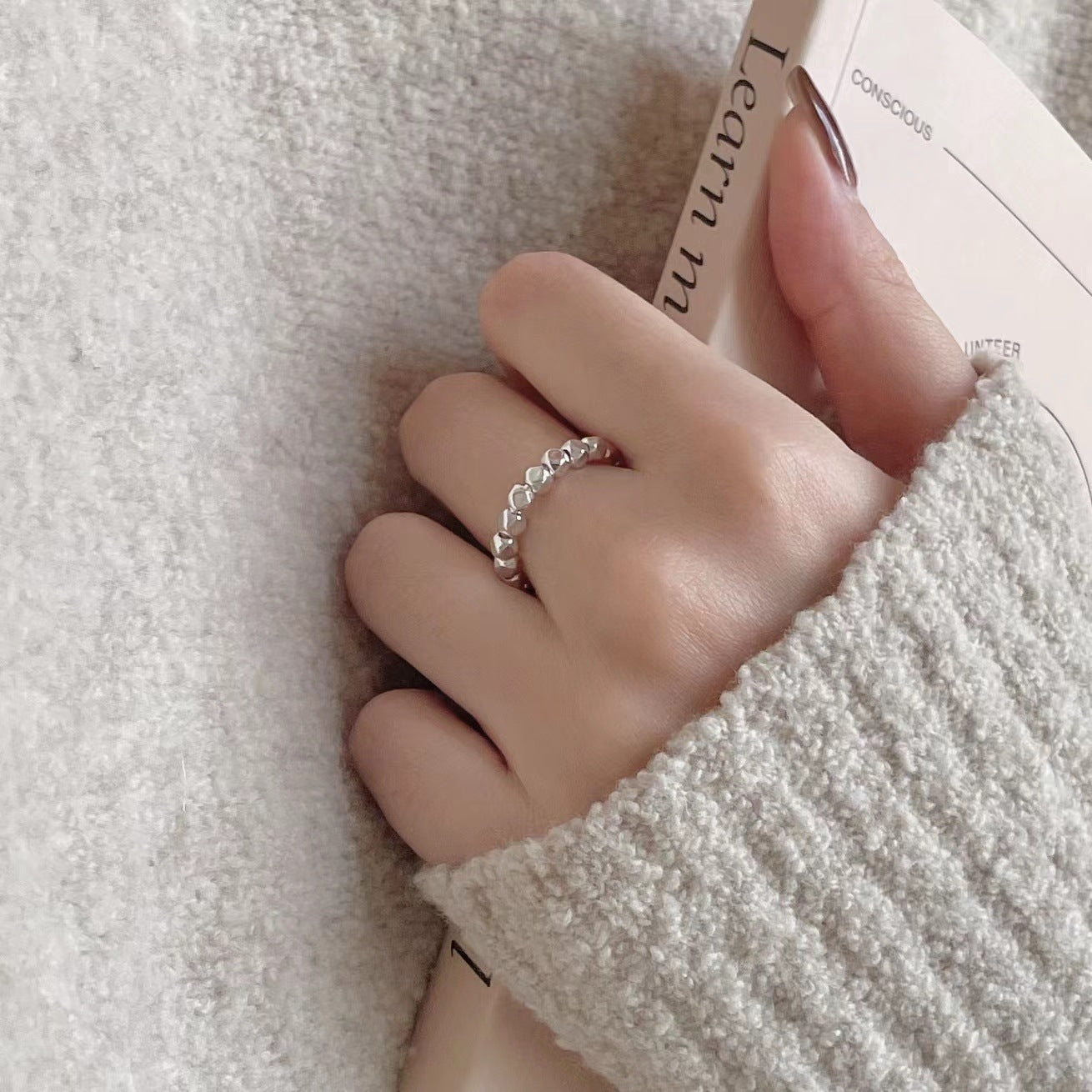 Simple Geometric S925 Sterling Silver Open Ring for Women