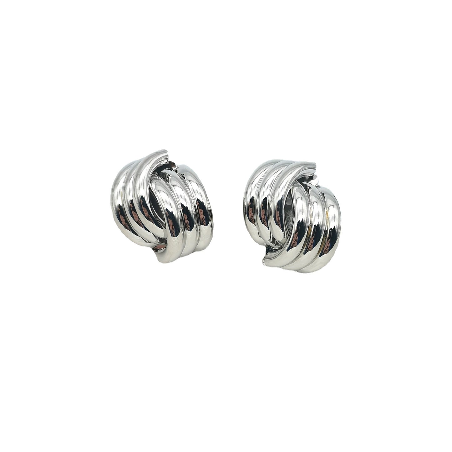 Geometric Stripe Alloy Plating Cross Metal Stud Earrings