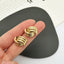 Geometric Stripe Alloy Plating Cross Metal Stud Earrings