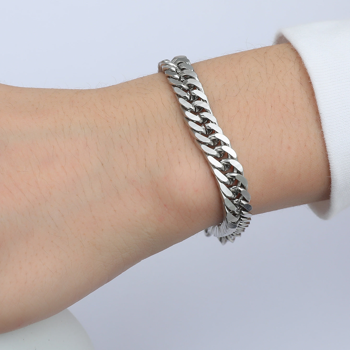 Simple Geometric Titanium Steel Cuban Chain Bracelet