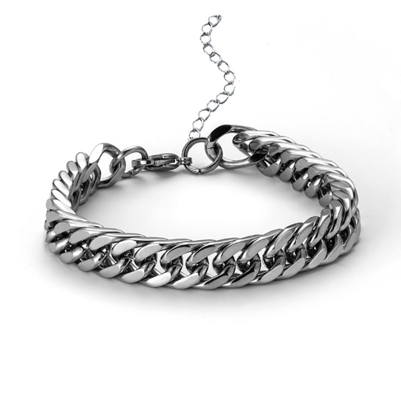 Simple Geometric Titanium Steel Cuban Chain Bracelet