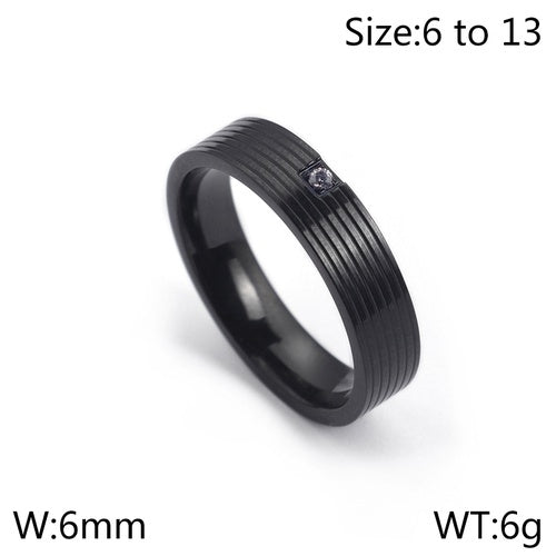 Simple Geometric Titanium Steel Couple Rings Set