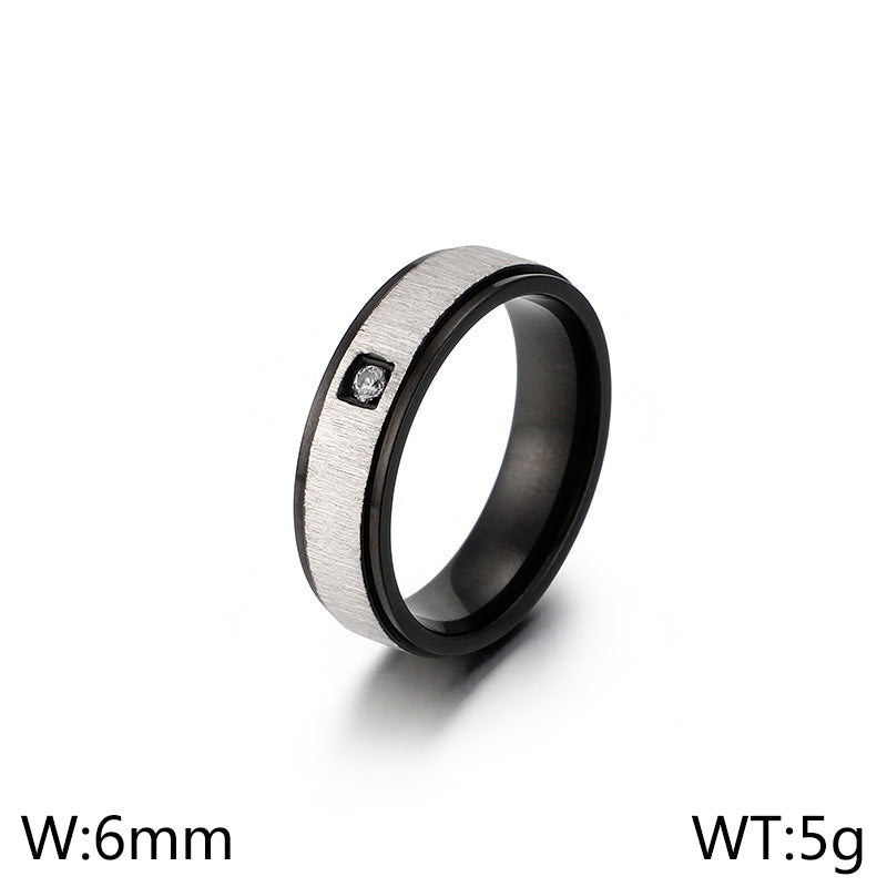 Simple Geometric Black Matte Titanium Steel Couple Ring