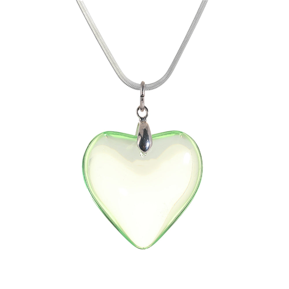 Simple Heart-Shaped Stainless Steel Crystal Pendant Necklace