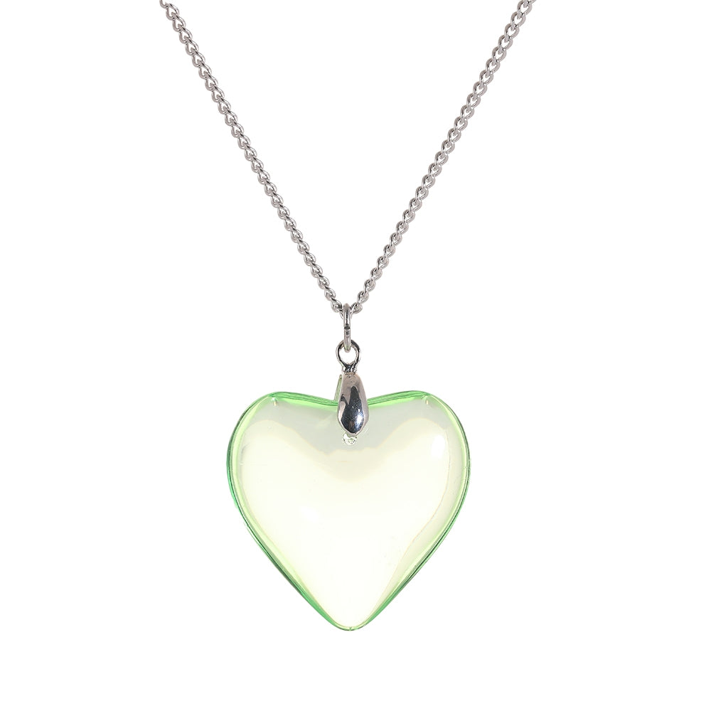 Simple Heart-Shaped Stainless Steel Crystal Pendant Necklace