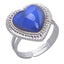 Simple Heart Shape Alloy Inlay Gemstone Adjustable Women's Ring