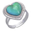 Simple Heart Shape Alloy Inlay Gemstone Adjustable Women's Ring