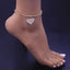 Simple Heart Shape Rhinestone Diamond Anklet - Trendy Beach Jewelry