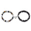 Simple Heart Shape Natural Stone Glass Beaded Unisex Couple Bracelets Set with Magnetic Attraction