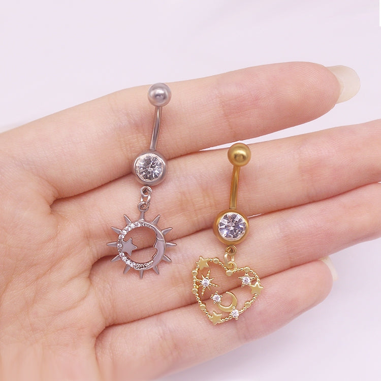 Heart Shape Butterfly Cat Zircon Stainless Steel Navel Ring