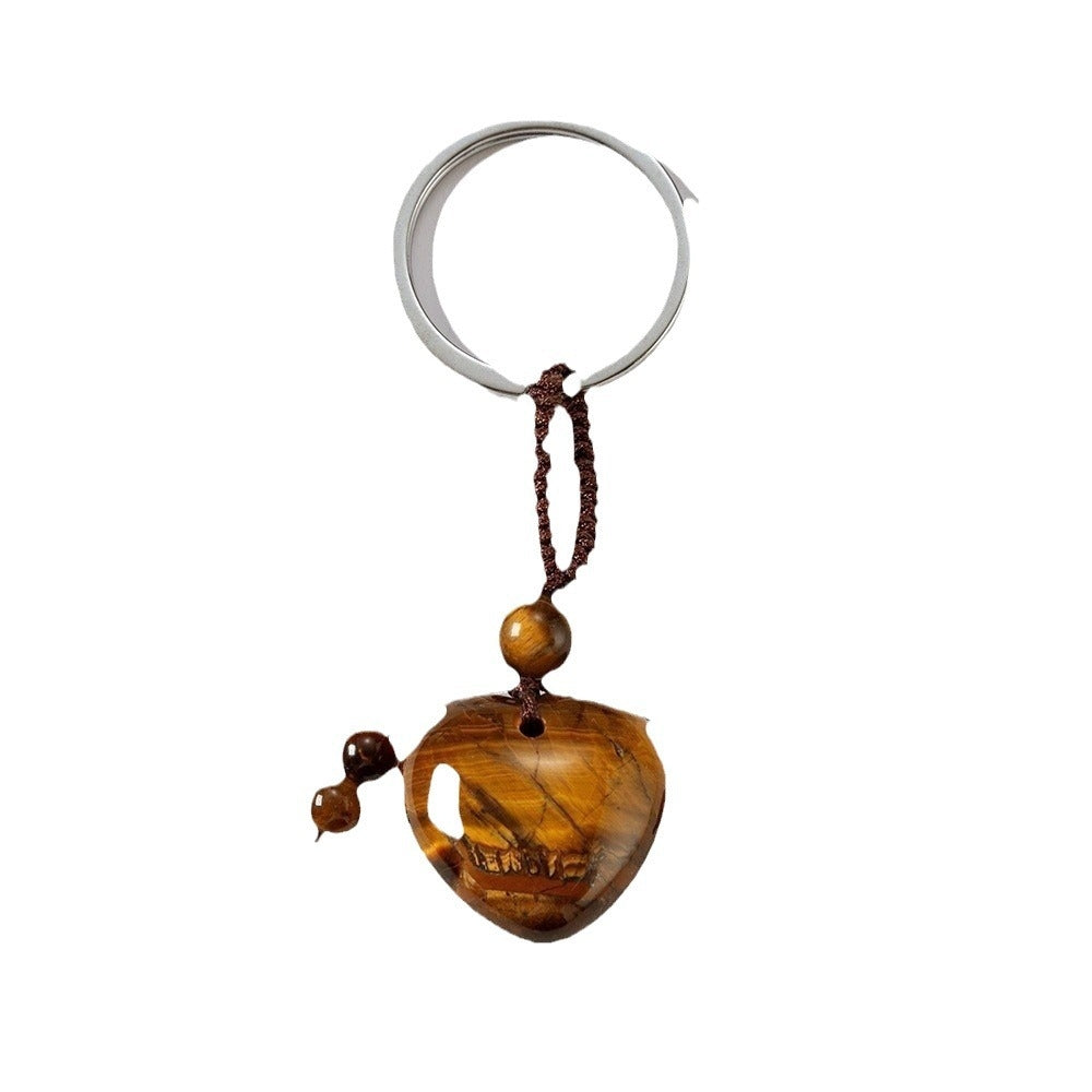 Simple Heart-Shaped Crystal Agate Keychain Pendant