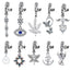 Heart & Eye Zircon Inlay Stainless Steel Belly Ring Set with Butterfly and Pearl Accents