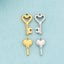 Heart Shaped Stainless Steel Key Pendant Necklace - Hollow Lock Design Jewelry Accessories