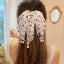 Heart Shape Lace Tassel Hair Tie with Pearl Mesh Band