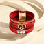 Heart Shape PU Leather Layered Bracelet with Magnetic Buckle and Embossed Letters