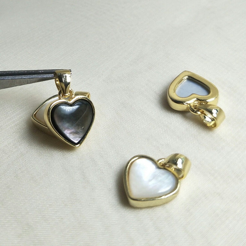 Simple Heart-Shaped Shell Pendant with 18k Gold Plating for DIY Jewelry Accessories